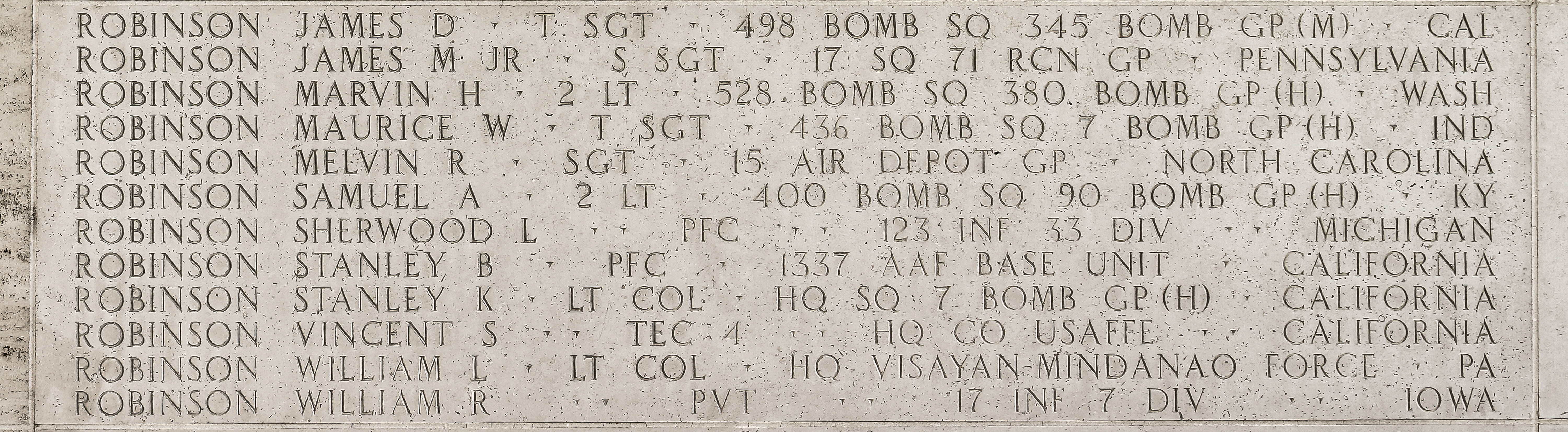 James D. Robinson, Technical Sergeant